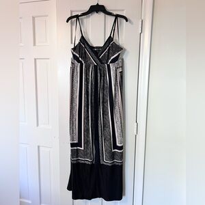 INC Black & White Striped Paisley Maxi Dress